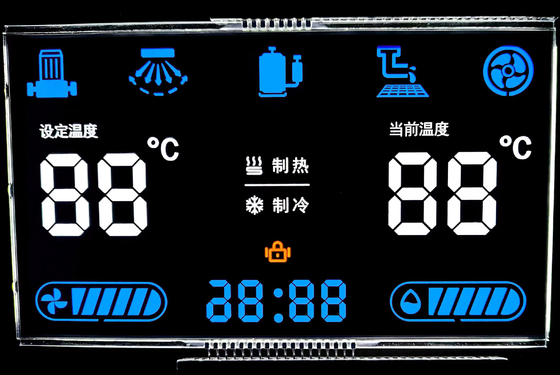12 O Clock Negative VA LCD Display Black Segment Digit Graphic Lcd Glass Va Panel For Thermostat